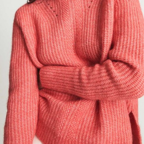 REISS Emma Waffle Knit Coral Jumper Sweater (Medium) - Picture 3 of 10